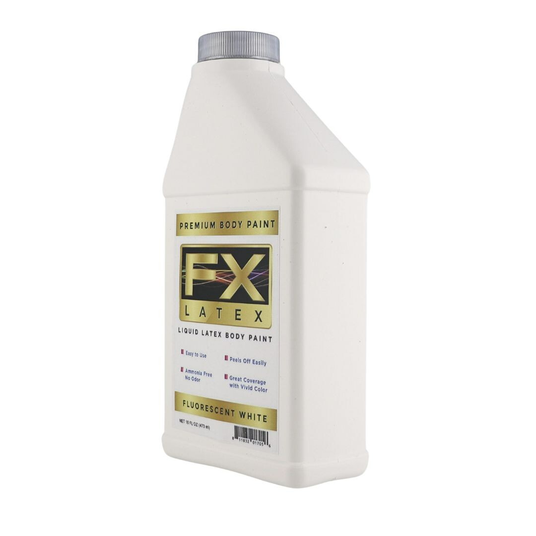 FX Latex Fluorescent White - 16 oz - Face and Body Paint GLOWS UNDER BLACKLIGHT!