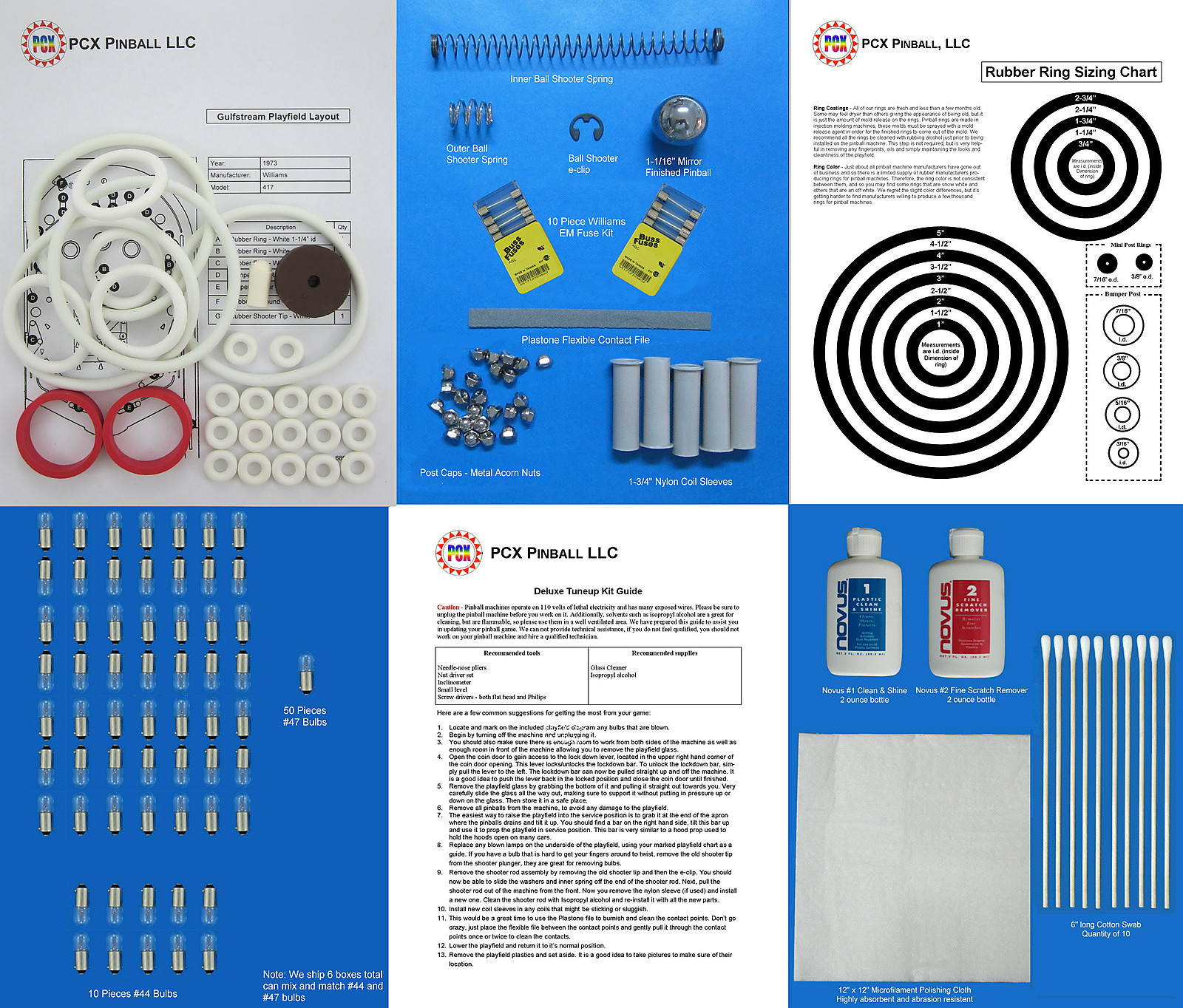 1973 Williams Gulfstream Pinball Deluxe Tune-up Kit - Includes Rubber Rings