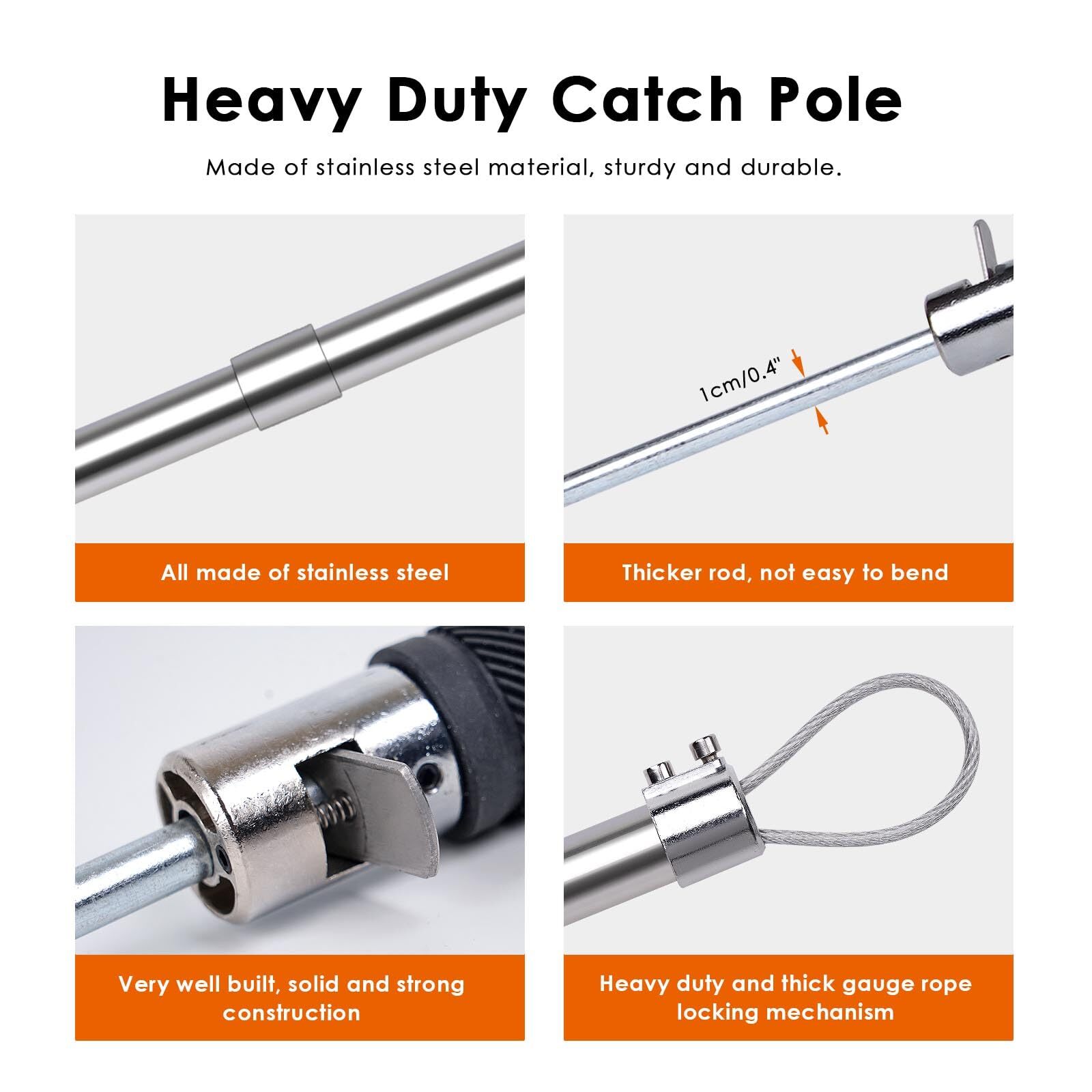 Dog Catcher Pole Animal Control Pole Stainless Steel Pig Holder Catcher Cat C...