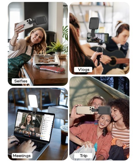 Rechargeable Selfie Light Clip-On LED – 3 Modes 10 Brightness for iPhone