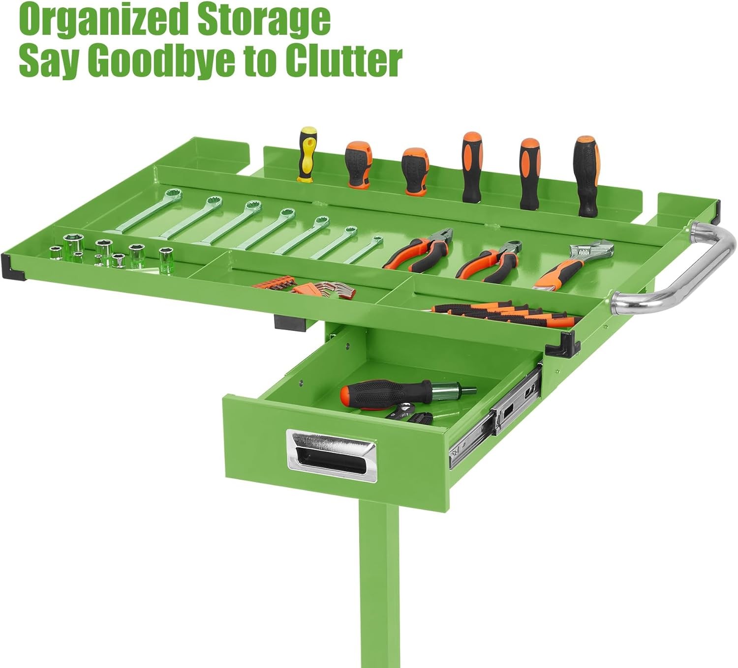 Tear Down Tray Mobile Work Table 220lbs Capacity Rolling Tool Table with Drawer