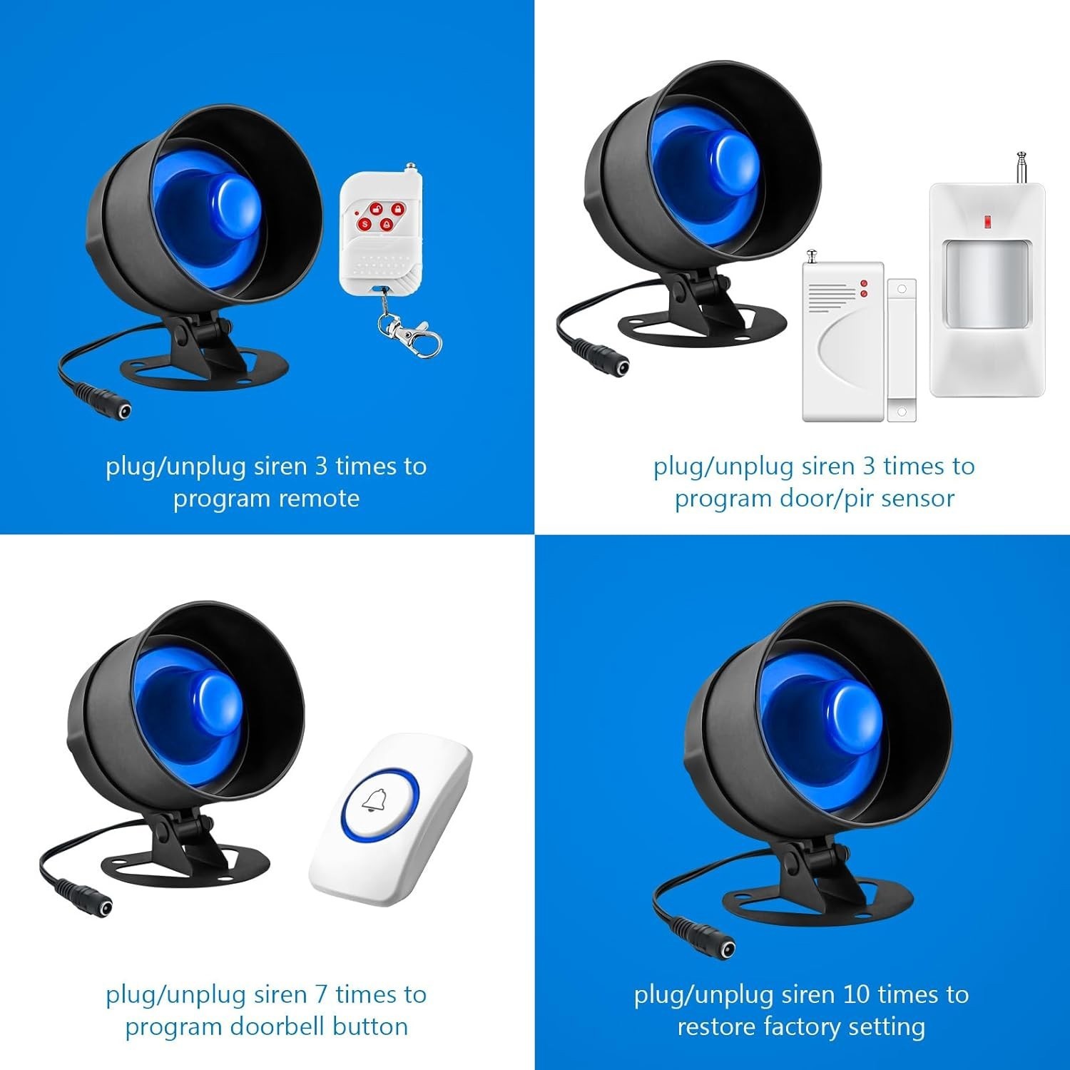 110dB Loud Wireless Alarm Kit Magnetic Door Window Detector Remote Control