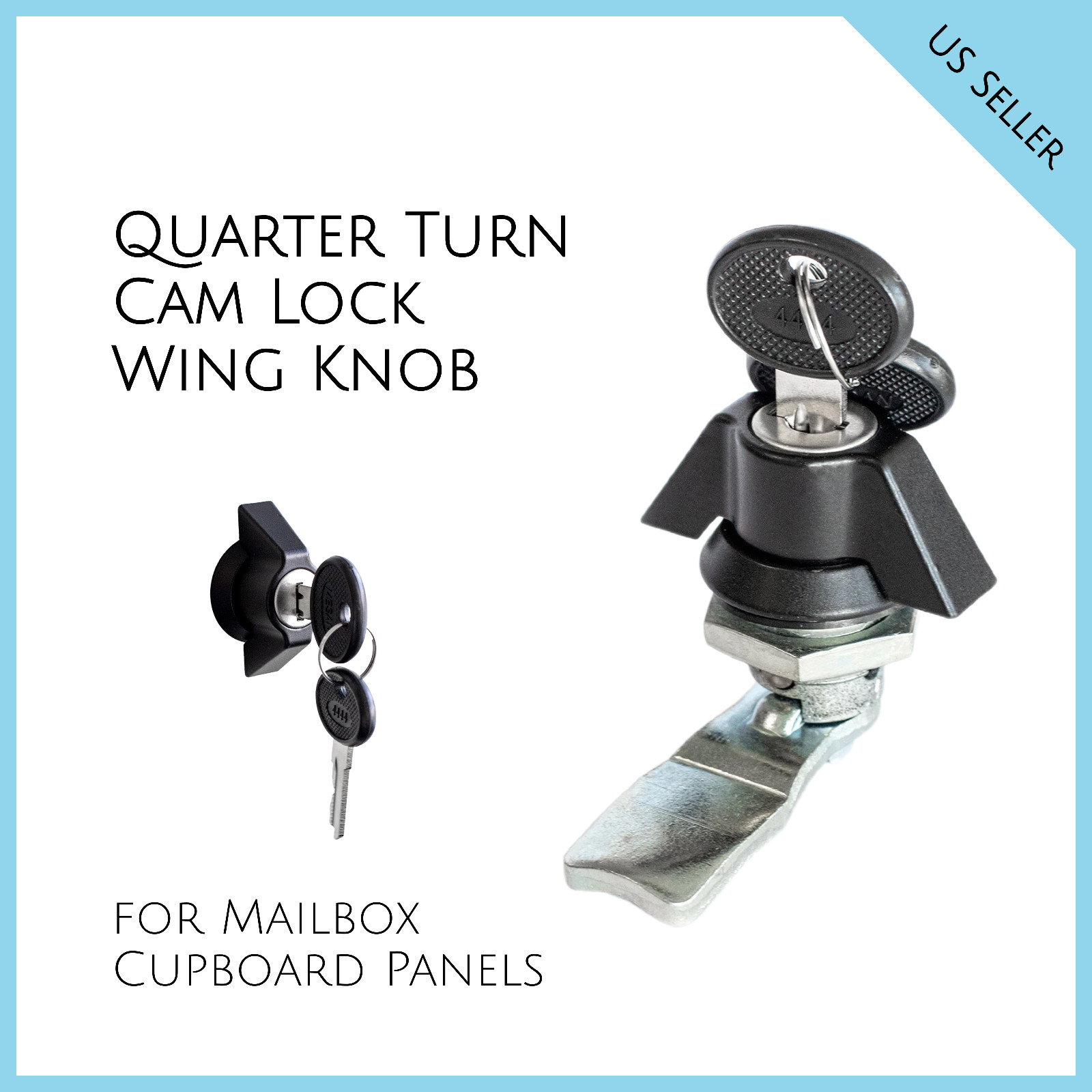 90 degree Cam lock Black Keyed alike Wing knob Mailbox #065.1.2.01.35