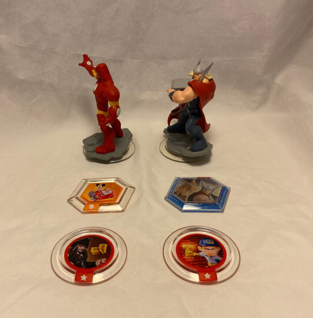 Disney Infinity 2.0 Marvel Avengers Thor & Iron Man Figures w/ Power Discs