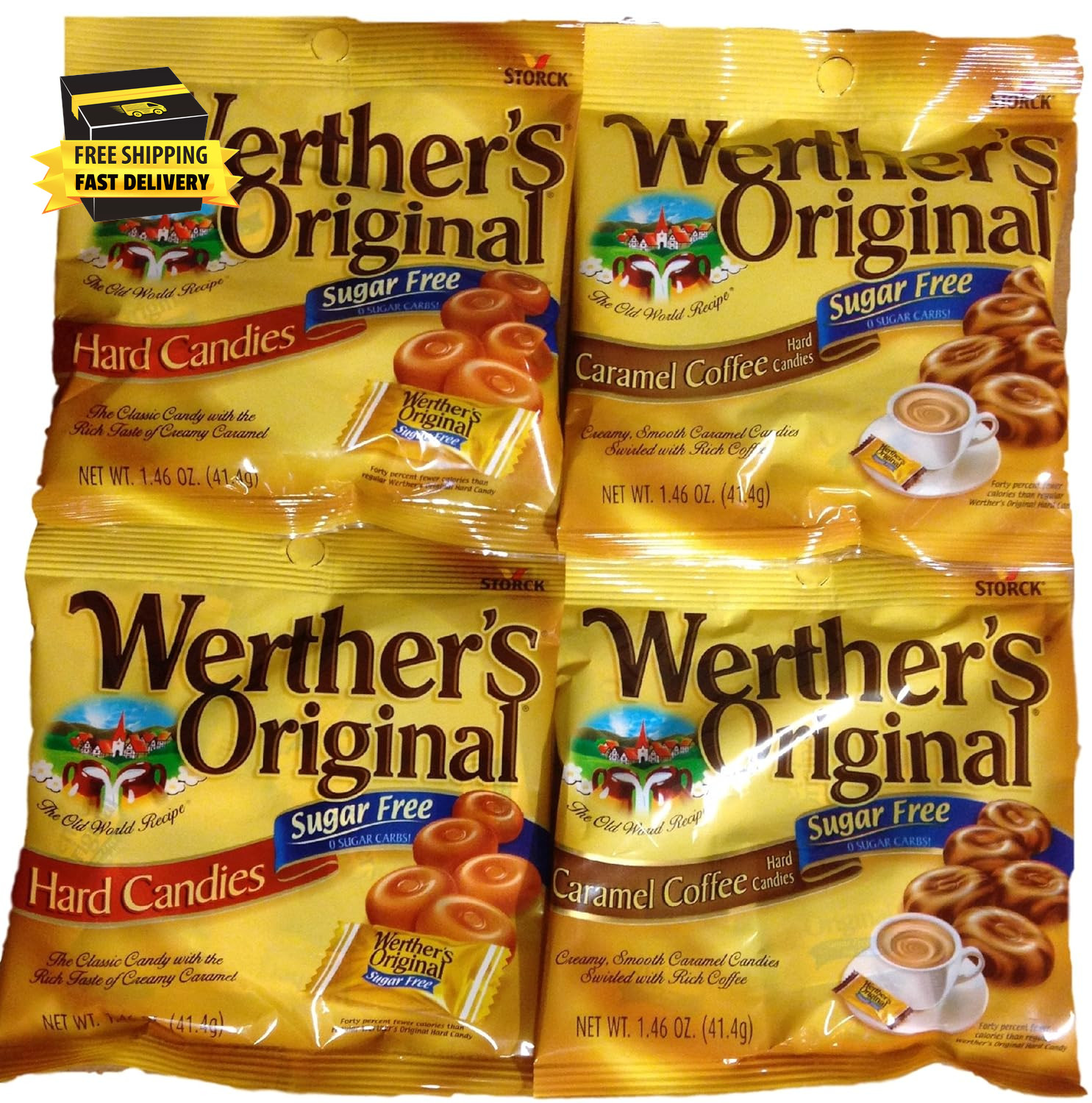 Original Sugar-Free Candies Bundle - 4 Items: Hard Candies and Caramel Coffee Ha
