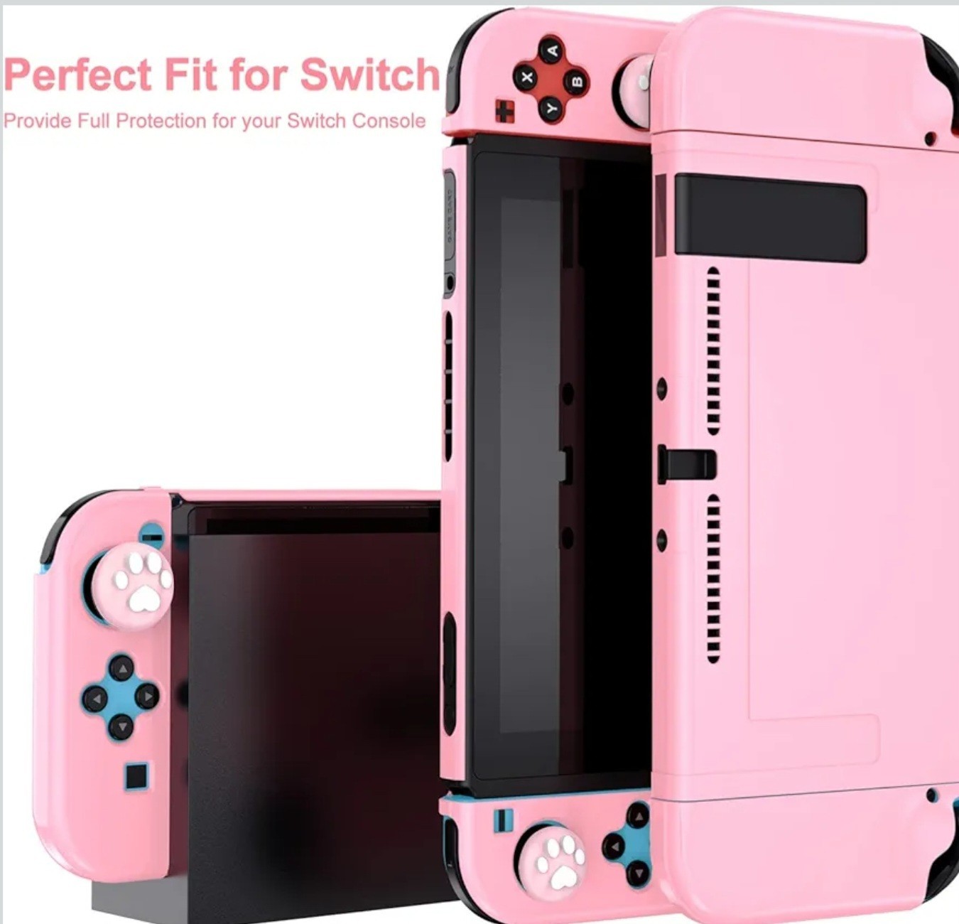 Nintendo Switch Super Mario Pink Carrying Case Bundle w/ Stand, TG Protectors