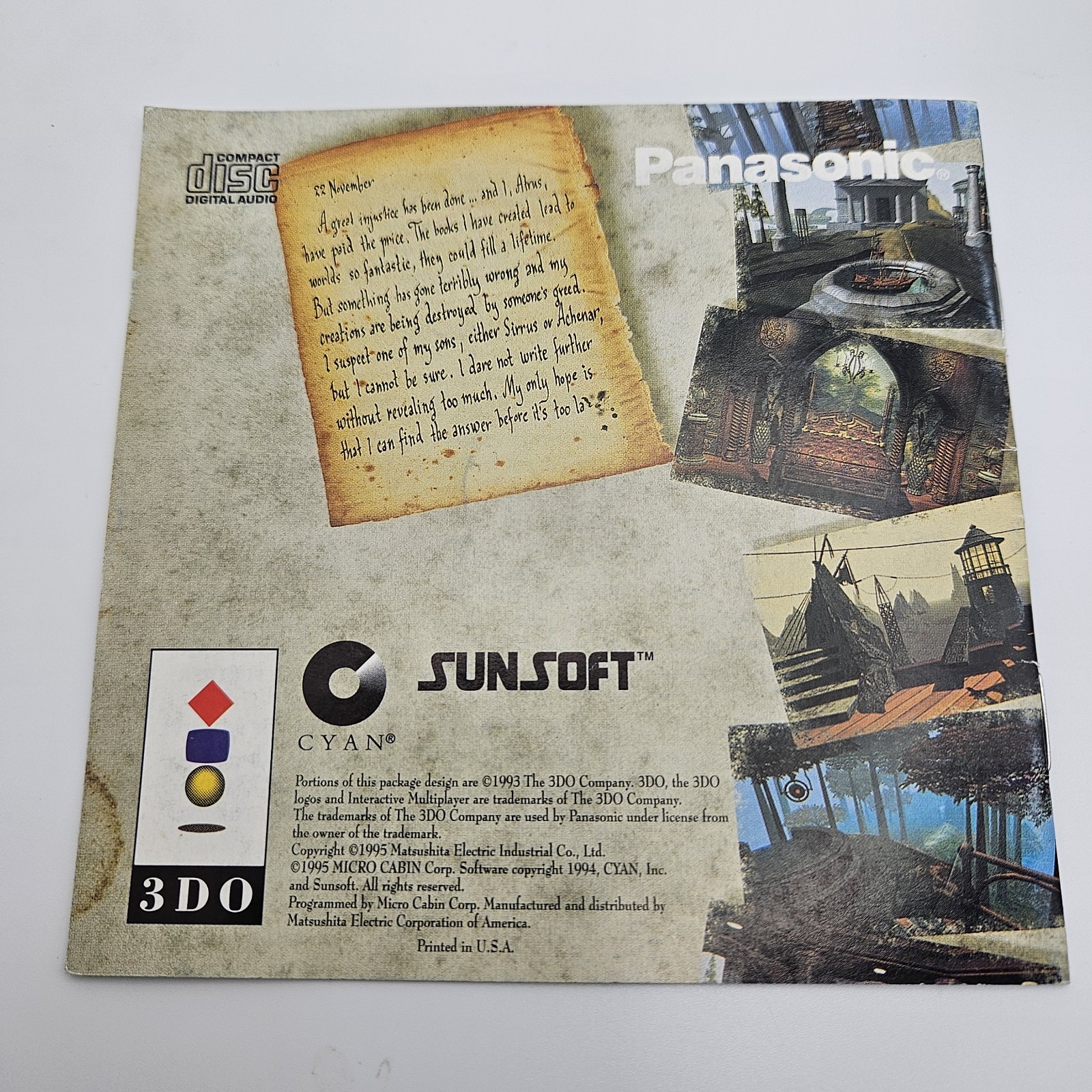Myst 3DO Instruction Booklet Manual Authentic Only