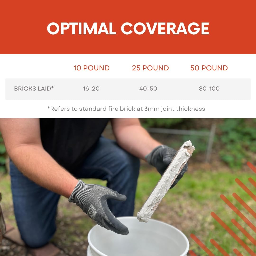 Refractory Mortar - High Temperature Mix for Fireplaces, Fire Pits, Chimneys,...