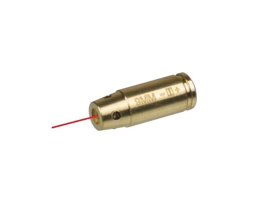 CAL 9mm Red Laser Bore Sighter Brass Bore sighter  W/ Battery