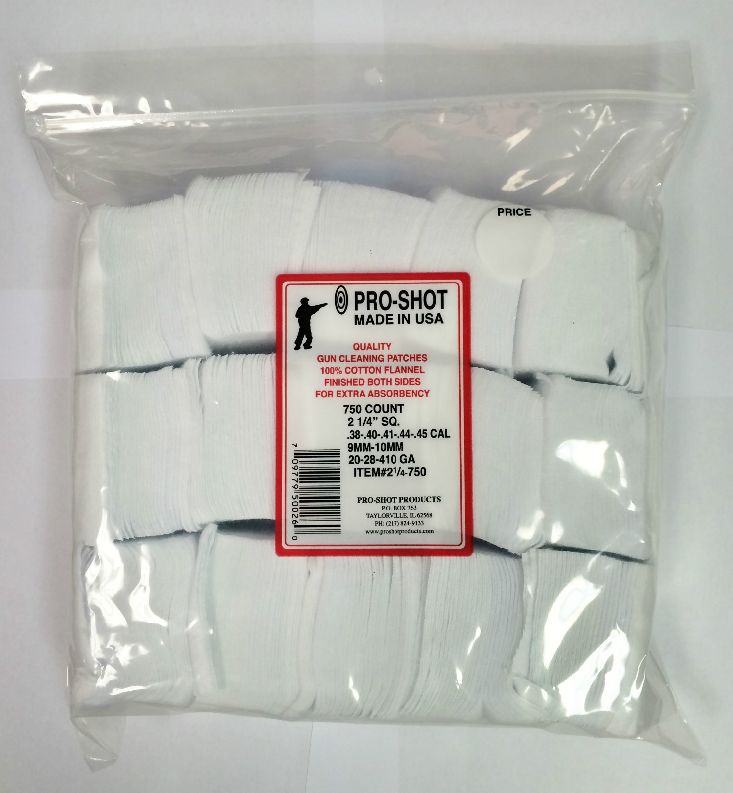 Pro Shot 750 Count Shot Gun 2 1/4"" Square Patches for 20 Gauge