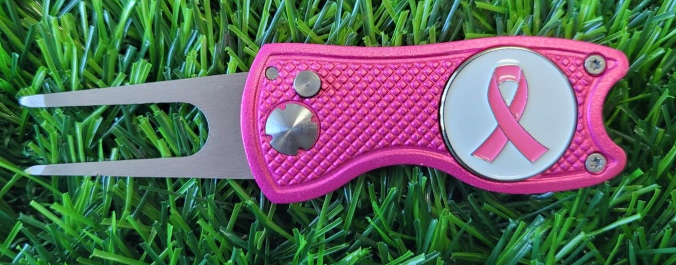 Breast Cancer Awareness 25mm Golf Ball Marker and Pink Divot Tool