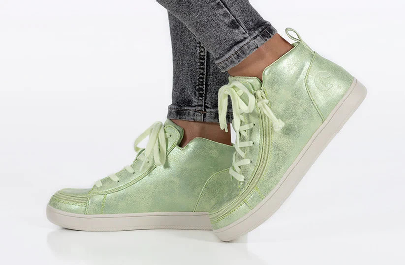 NEW Billy Footwear Women Sneaker Mid Top Zip Up Green Adaptive Size 11 M BY281