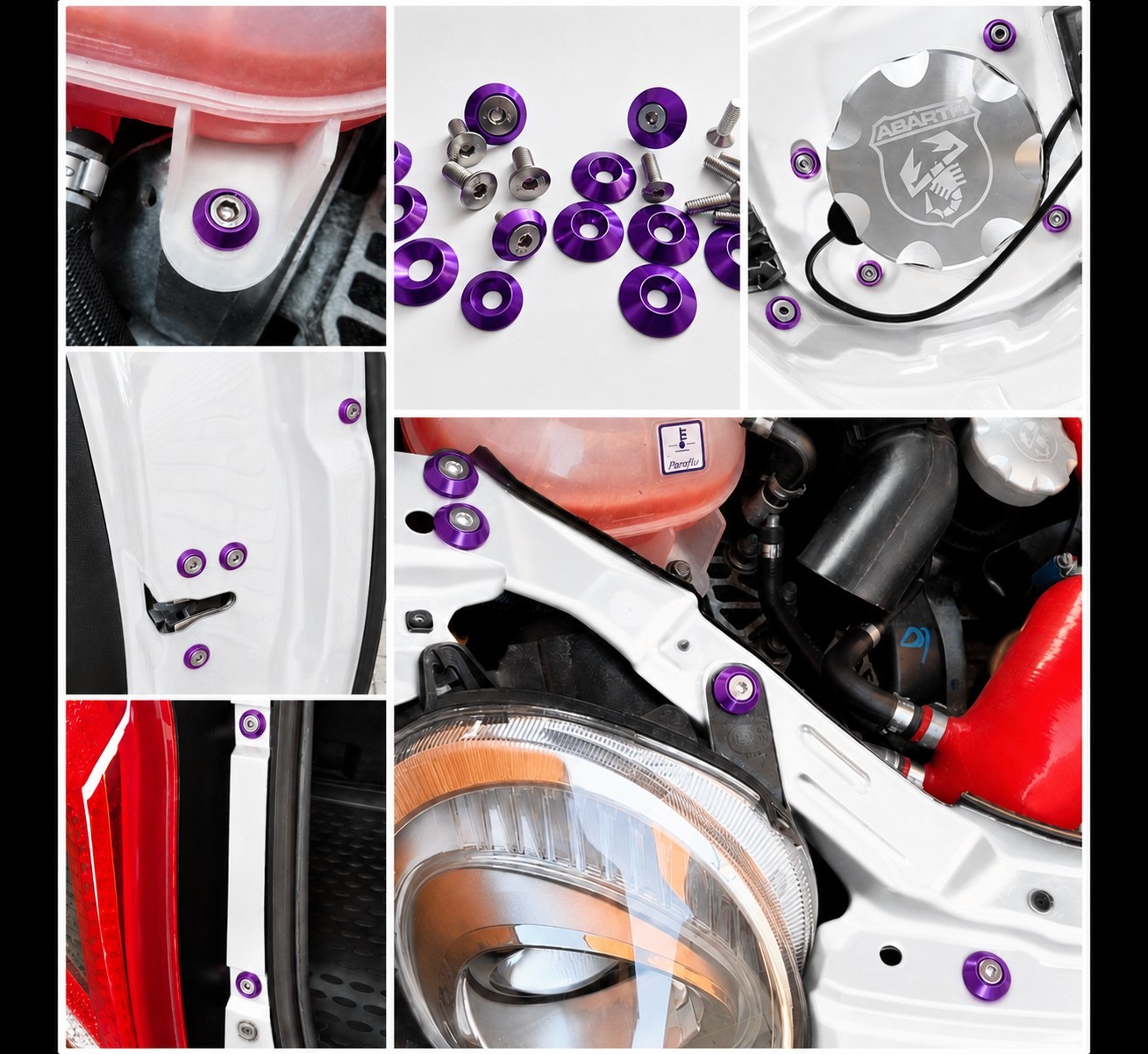 Abarth Fiat 500 595 695 Stainless Bolt Kit For Petrol Models purple