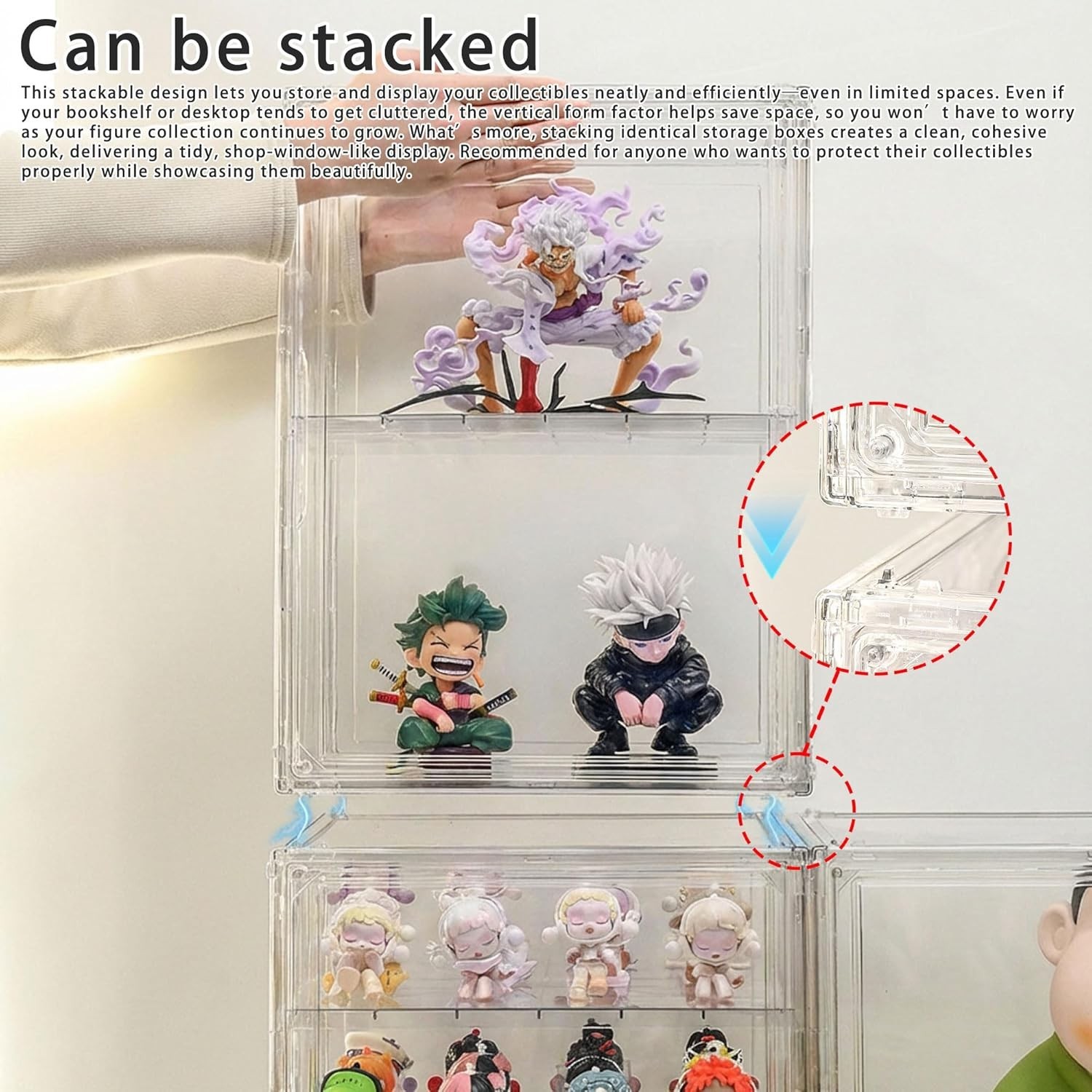 Clear Acrylic Display Case for Figures, 4 Layer Adjustable Acrylic Boxes for Dis