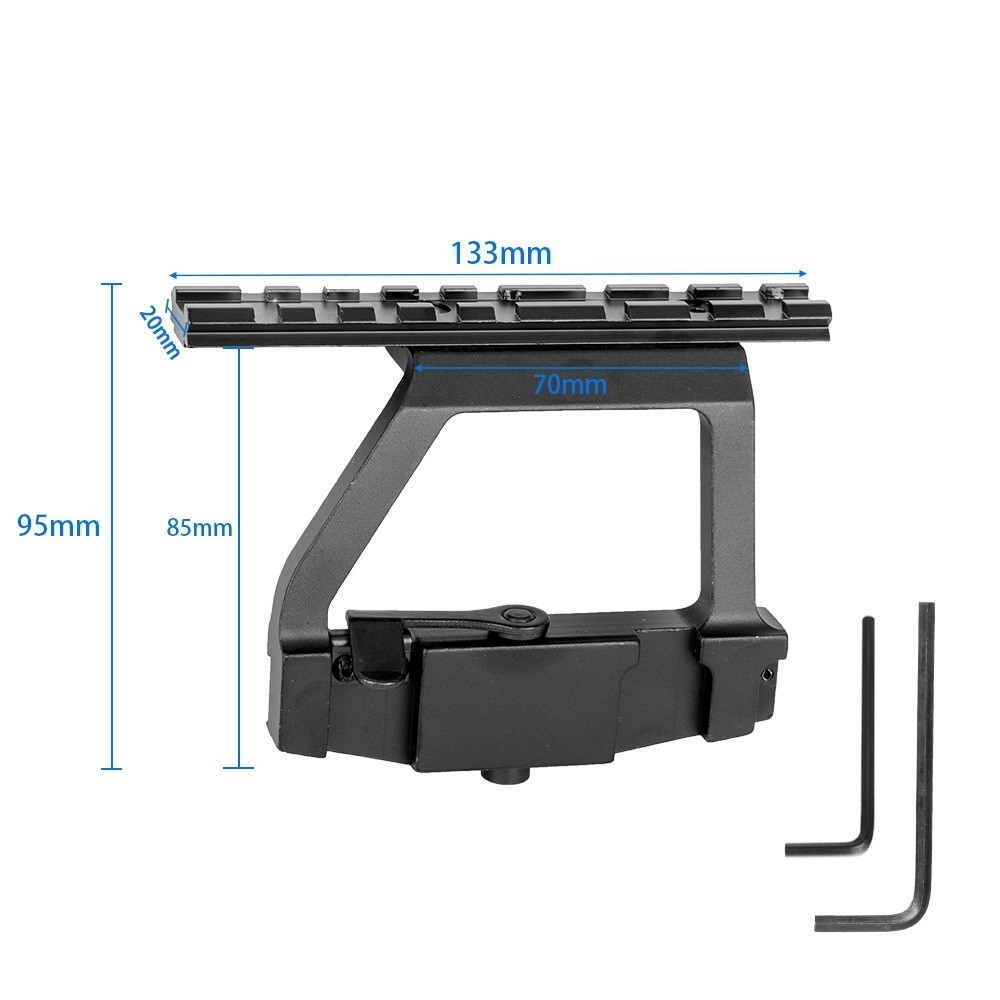Tactical Quick Detach Side Rail Lock Scope Mount Base 20mm Picatinny Rail