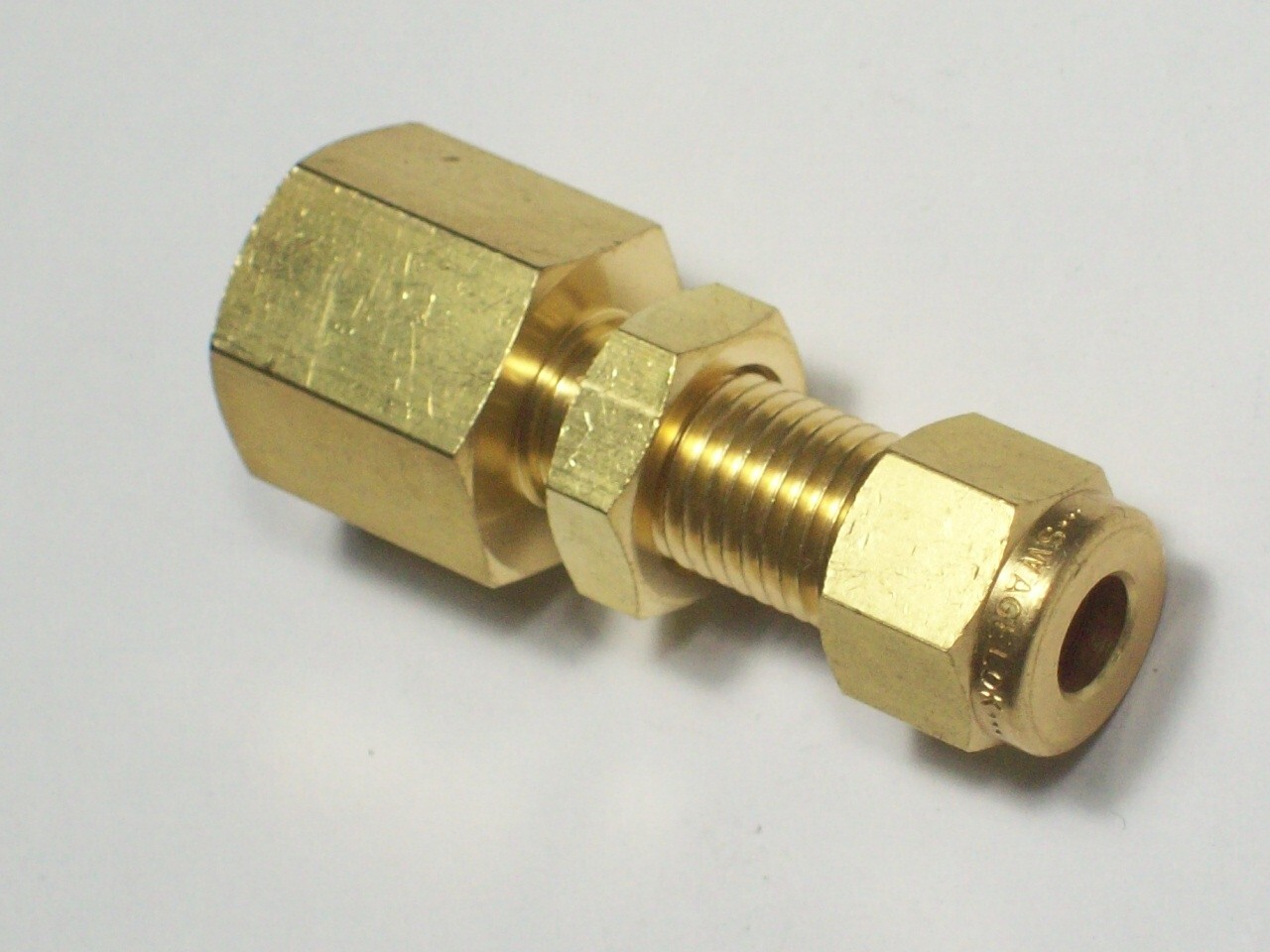 1 -  Swagelok Brass Bulkhead, 1/4" OD Tube x 1/4" Female NPT, B-400-71-4