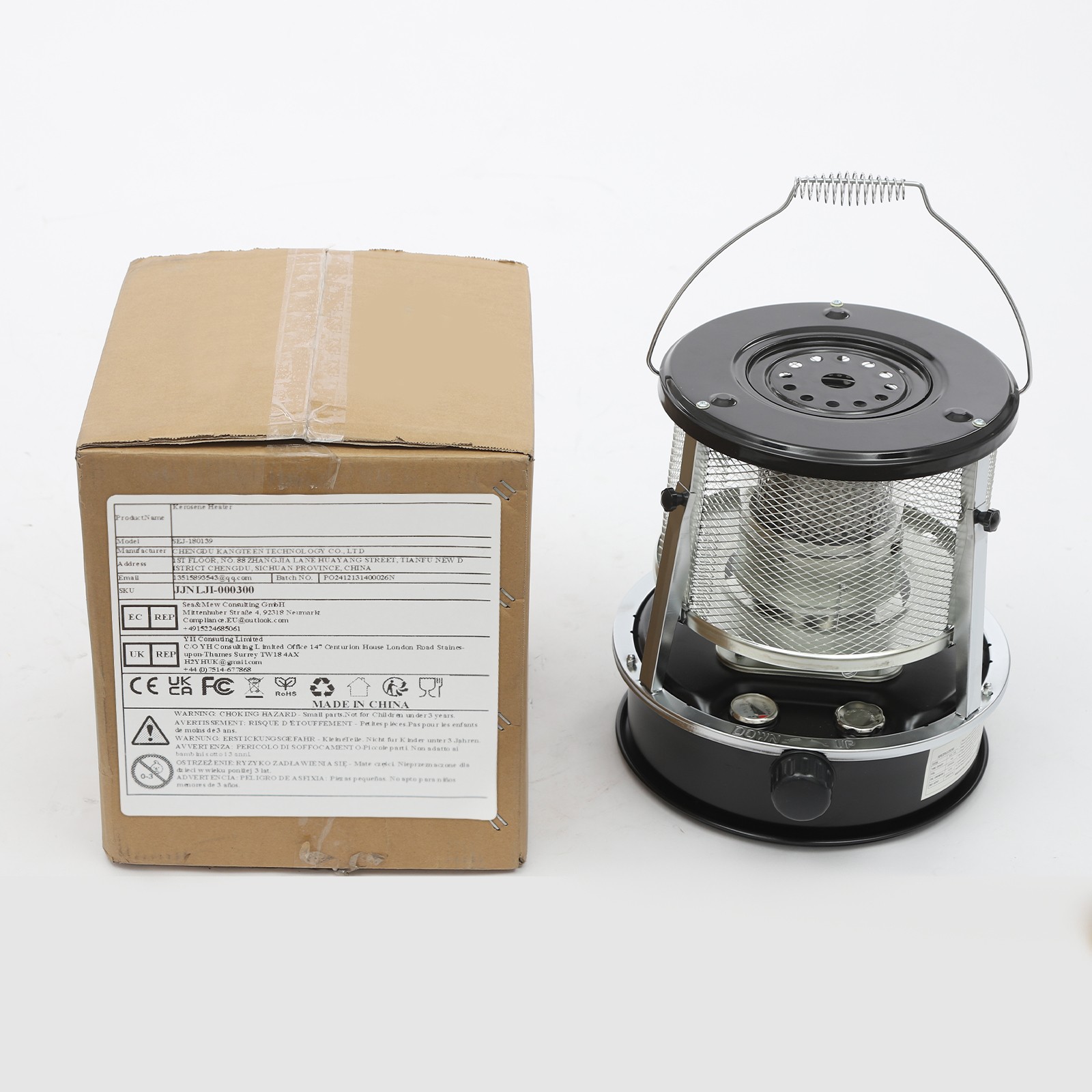 Indoor Kerosene Convection Heater, 9000BTU,10-15m² Heating Area 35.5-41cm Height