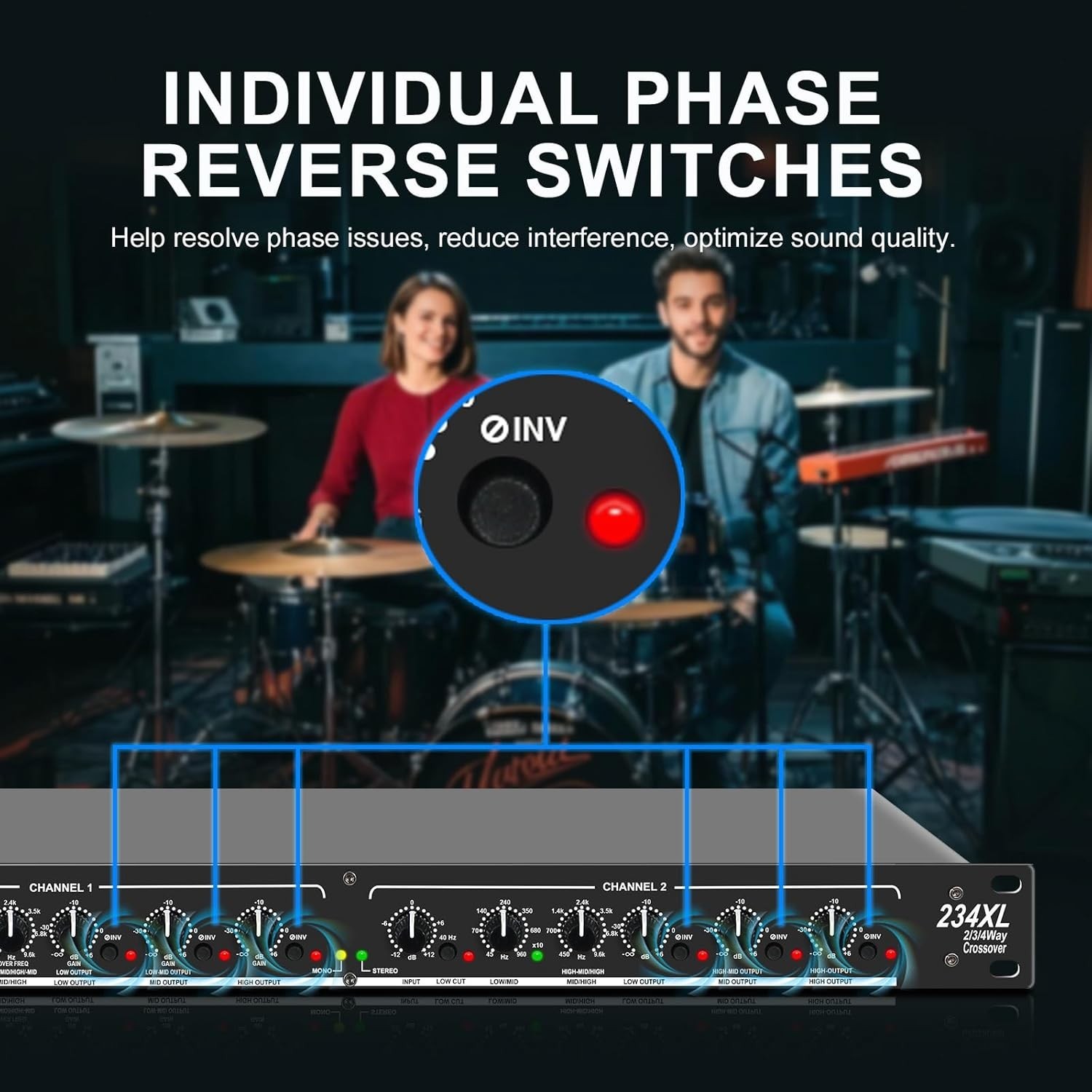 Durable Metal Rack Mount Audio Crossover with Separate Gain Controls & XLR