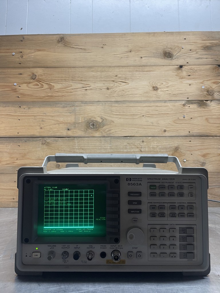 HP 8563A Spectrum Analyzer 9kHz–26.5GHz Hewlett Packard Tested Powers On