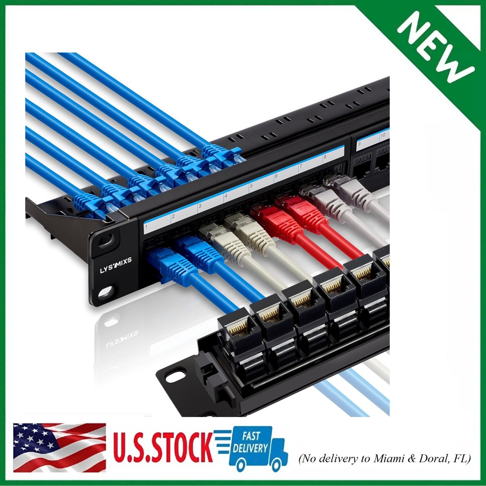24 Port Rj45 Patch Panel Cat6 Feed Through Coupler Network Patch Panel 19 Inch I