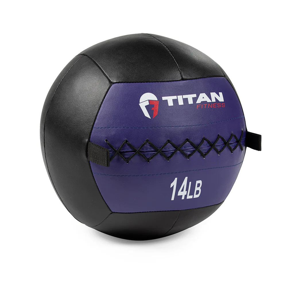 Titan Fitness 14 LB Soft Leather Medicine Wall Ball, Color-Coded Weight Ball