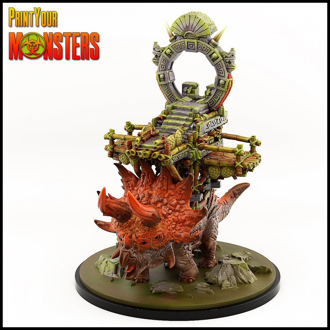 3D Printed Print your Monster Mounted Triceratops 28 32mm D&D