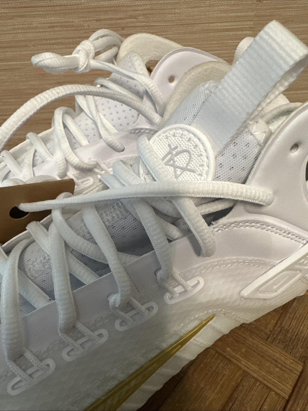 Nike Huarache 9 Elite Mid Lax White-Met Vivid Gold Lacrosse 6.5-10 FD0088-100