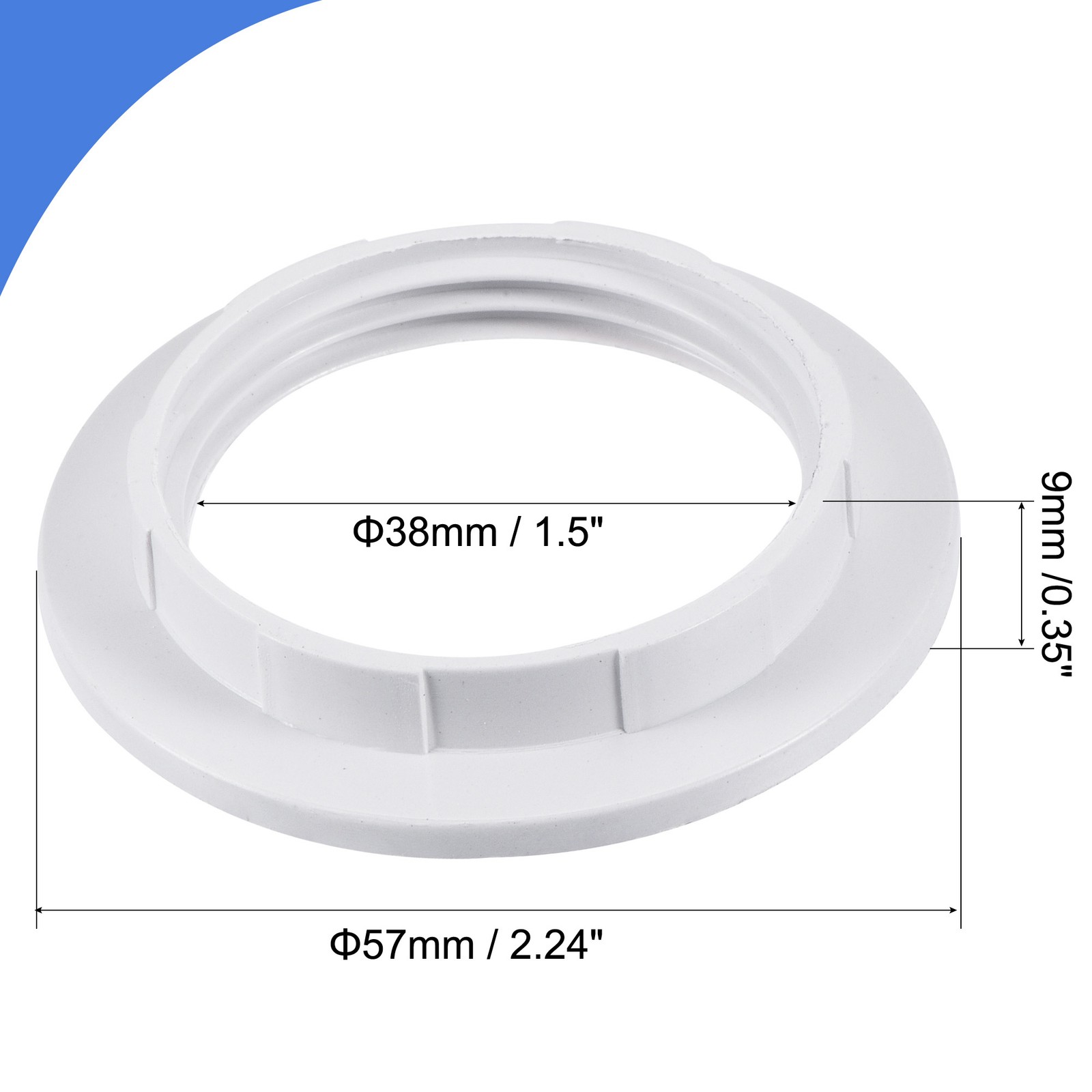 E26/E27 Light Socket Rings Lamp Shade Holder Adapter Ring White Pack of 8