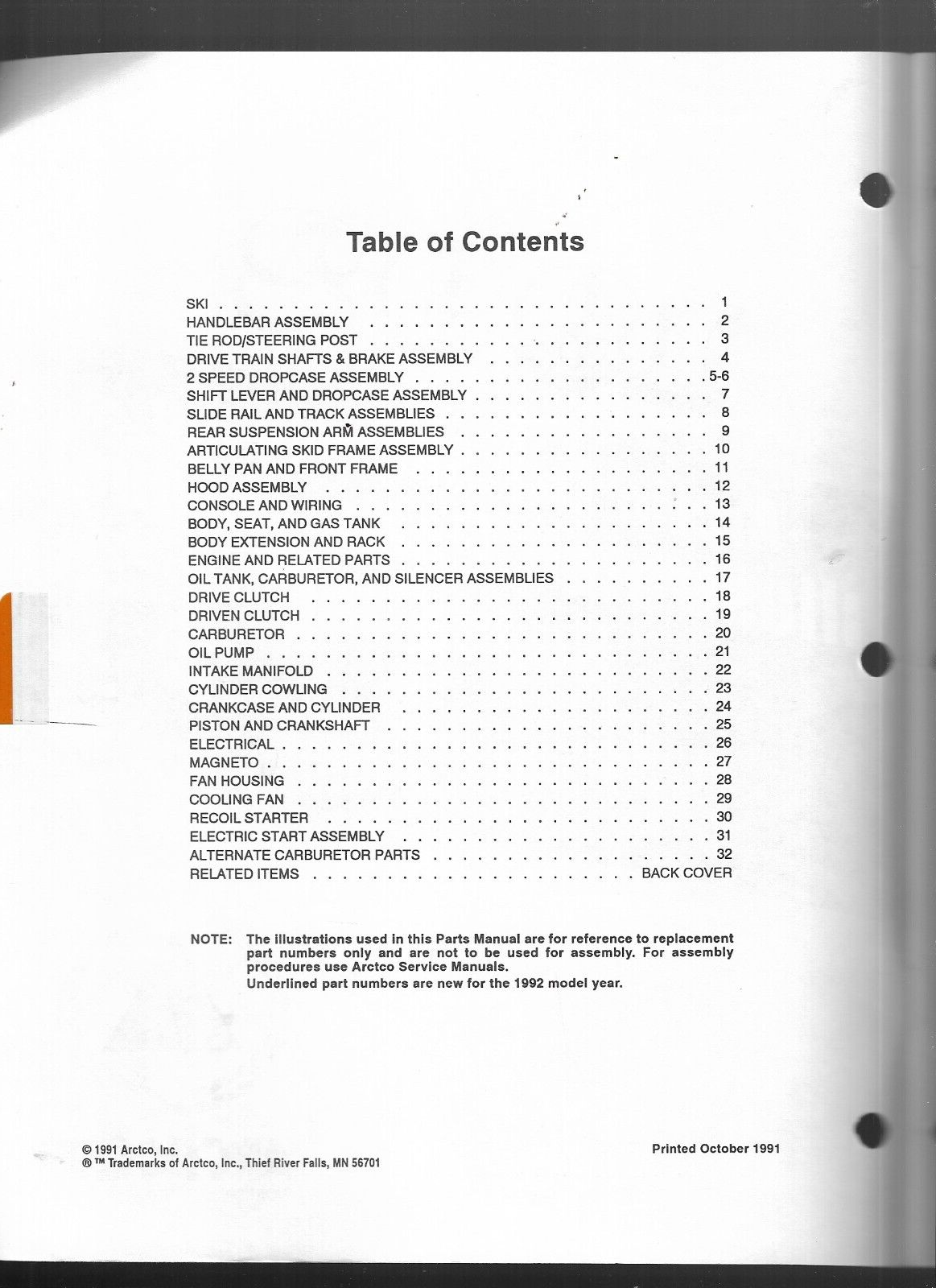 1992 Arctic Cat Snowmobile Illustrated Parts Manual Super Jag Model 0650-200
