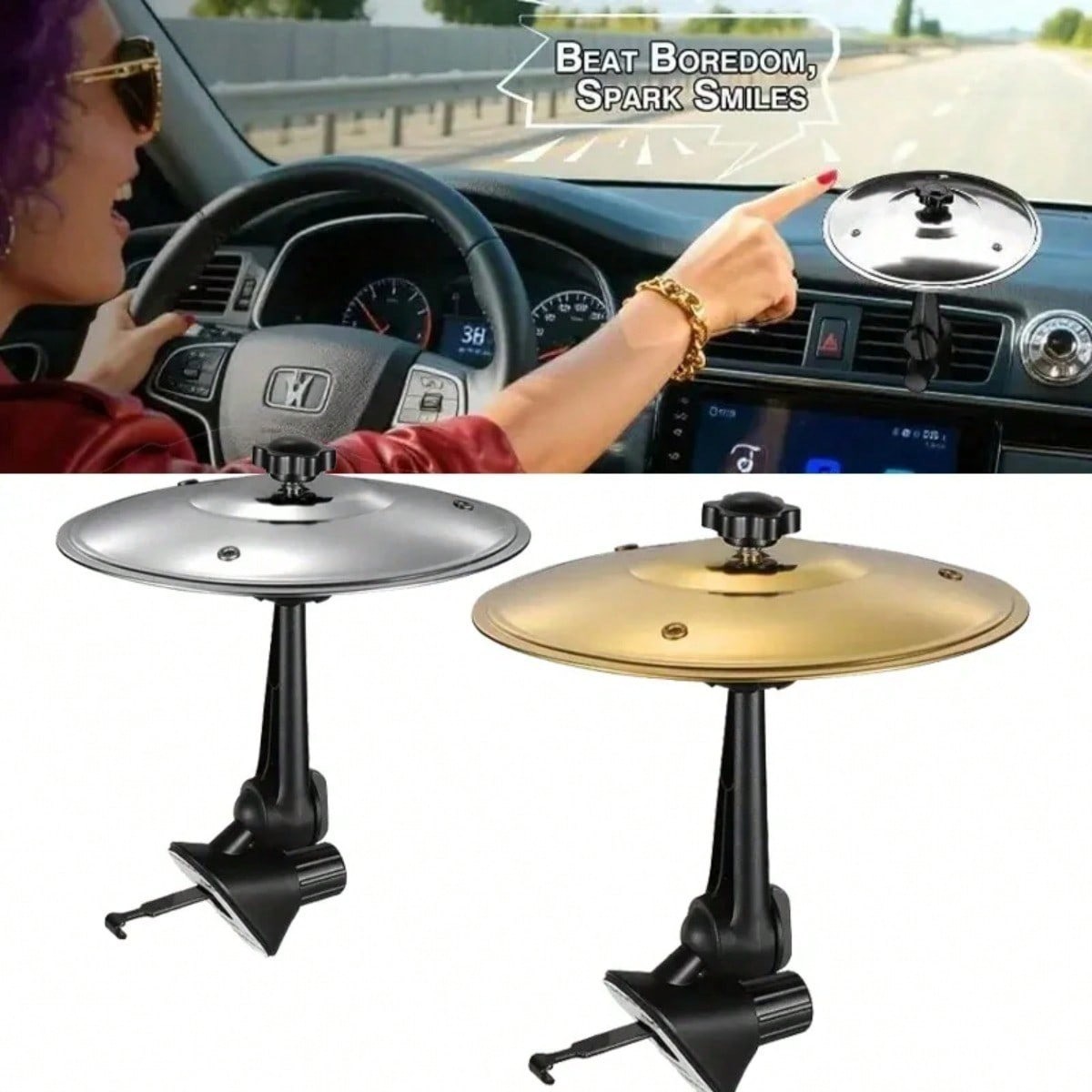 Car Air Vent Mini Drum Cymbal Novelty Funny Car Interior Prank Accessory