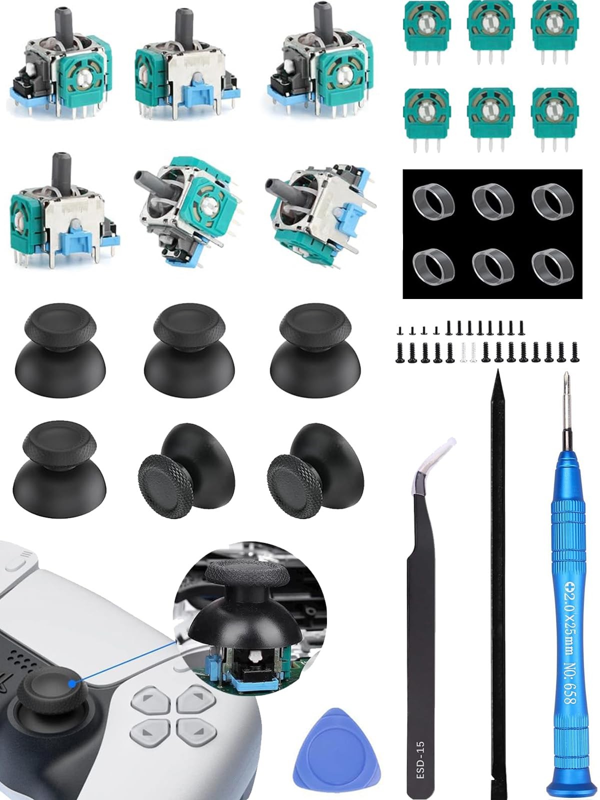 Ps5 Joystick Replacement for Sony PlayStation 5 Ps5 Controller Repair Kit for...