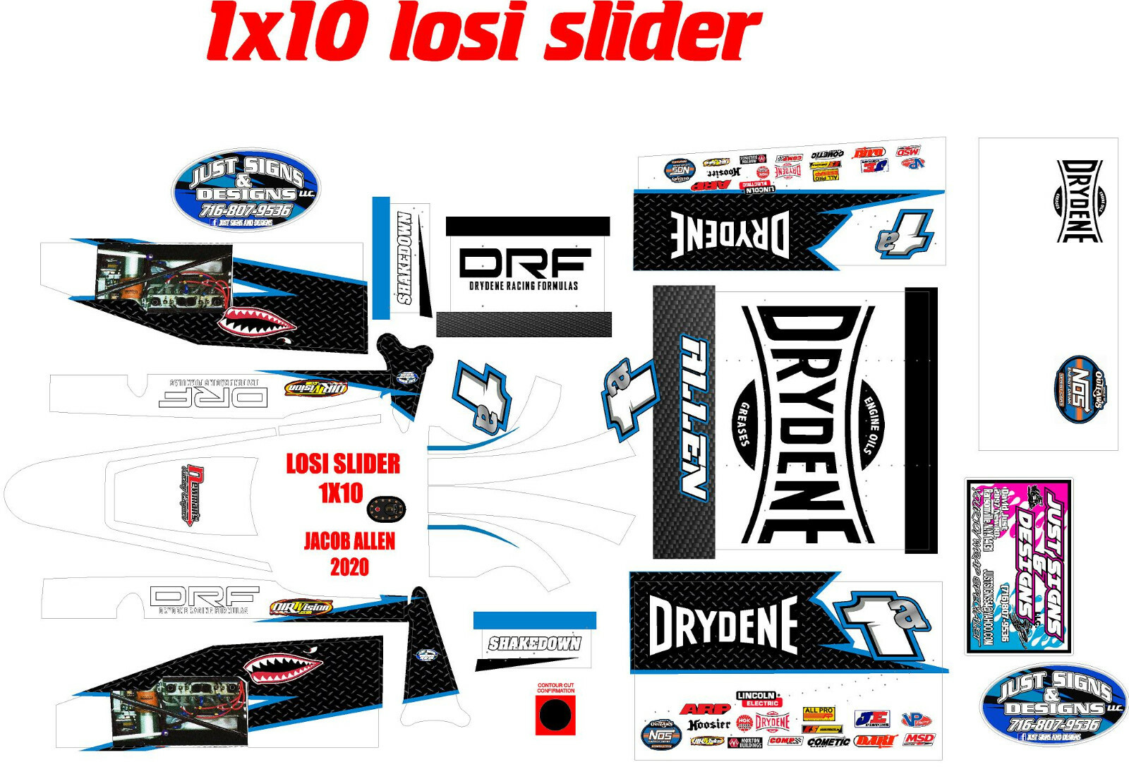losi slider 1/10  wrap kit decal sticker TJACOB ALLEN 2020