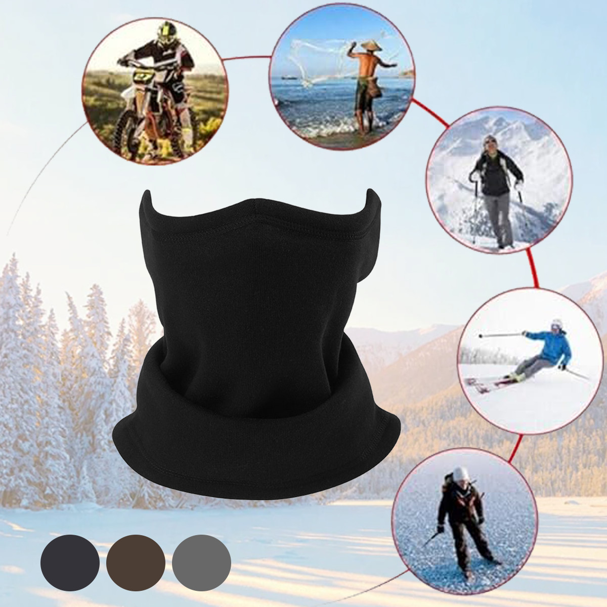 Winter Thermal Neck Warmer Outdoor Scarf Face Cover Ski Mask for Cold Weather