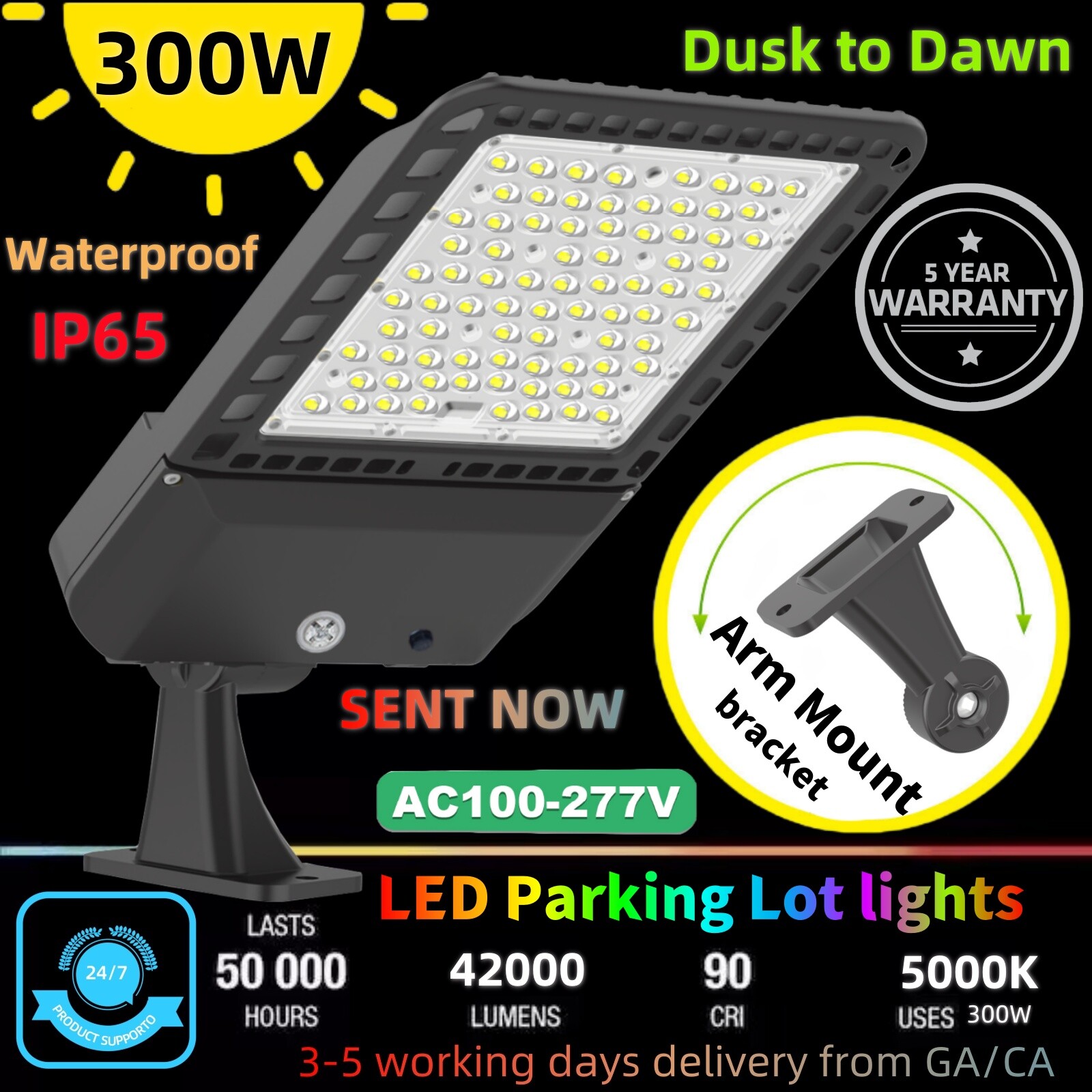 300W LED Shoebox Parking Lot Light Dusk To Dawn Commercial Outdoor Street Light