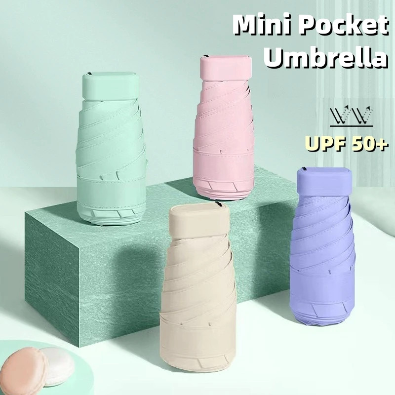 UPF50+ Mini Umbrella Sunny and Rain Pocket Umbrella Capsule Rainproof Sun Protec