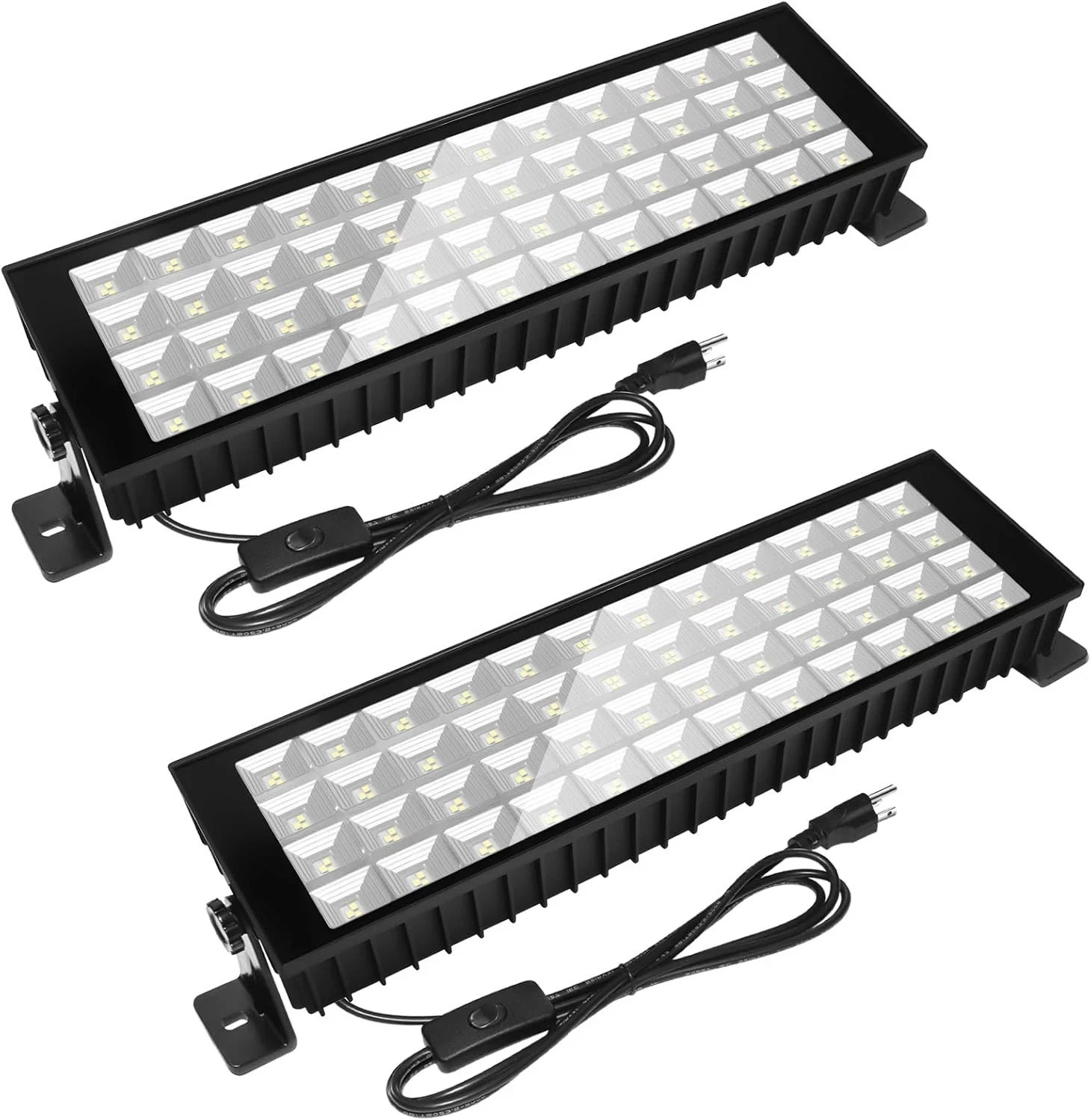 2 Pack 100W LED Shop Lights, 6000K 18000LM Work Light for Garage, Plug in Garage