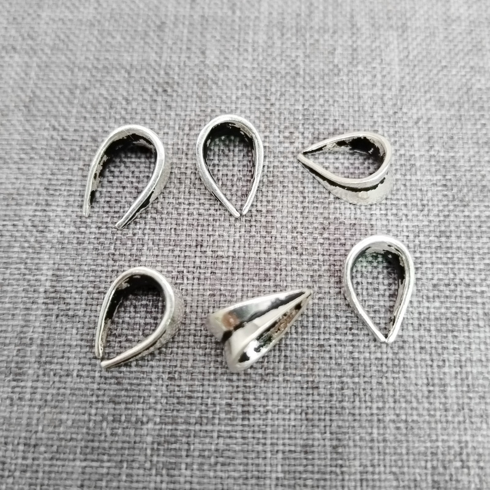 10pcs of 925 Sterling Silver Open Bails Oxidized Charm Pendant Pinch Bail