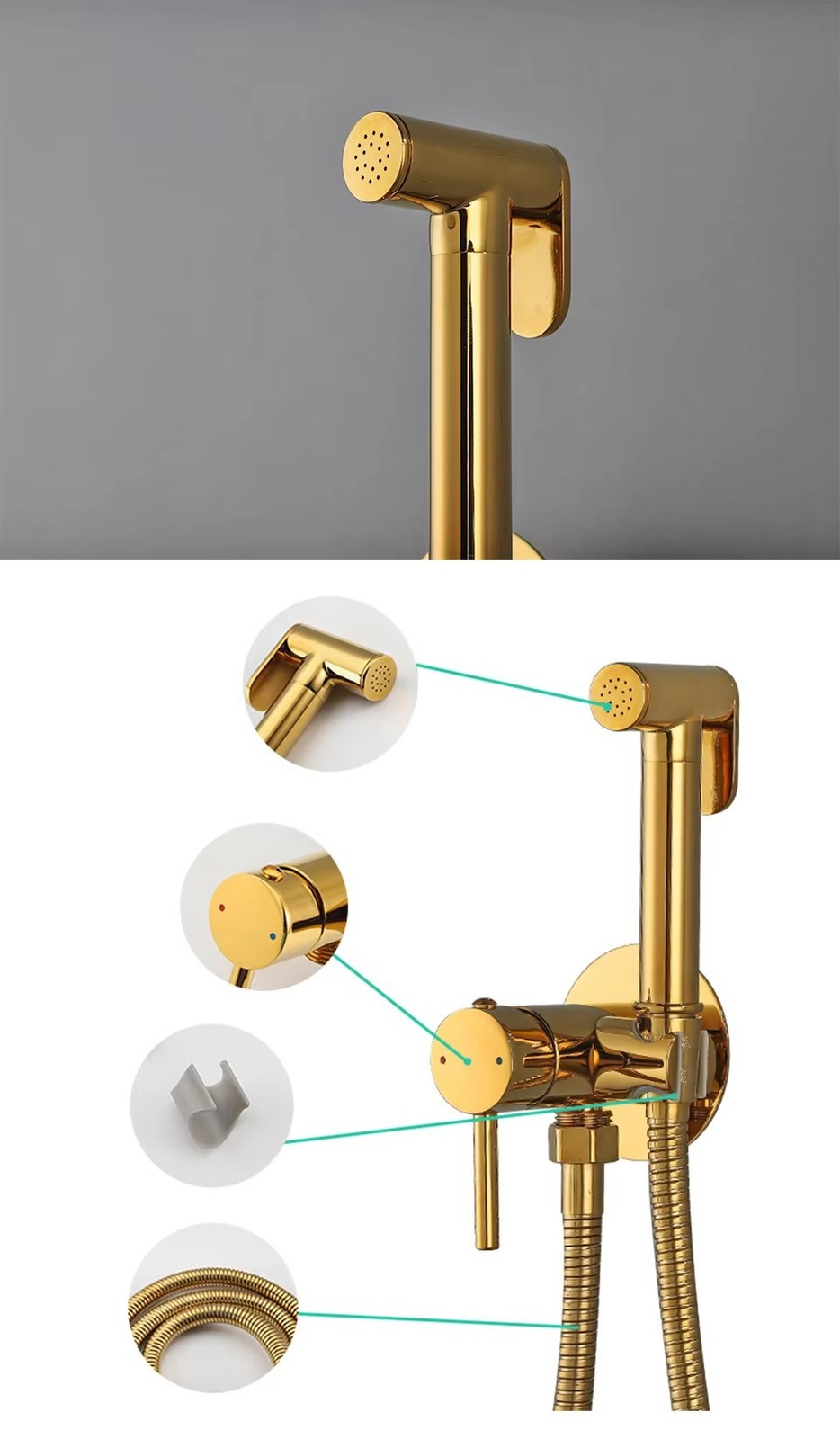 Brass Hot & Cold Toilet Bidet Sprayer Set