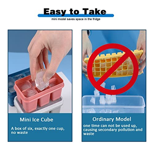 Ice Cube Trays 2 Pack - Mini Size Silicone Ice Cube Molds with Removable Lids