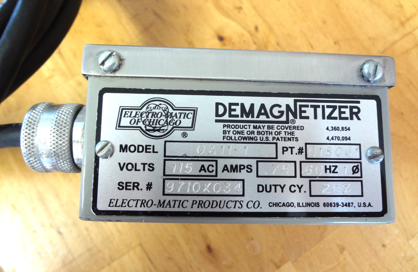 ELECTRO-MATIC ~ DEMAGNETIZER ~ #OA11-1 ~ PORTABLE