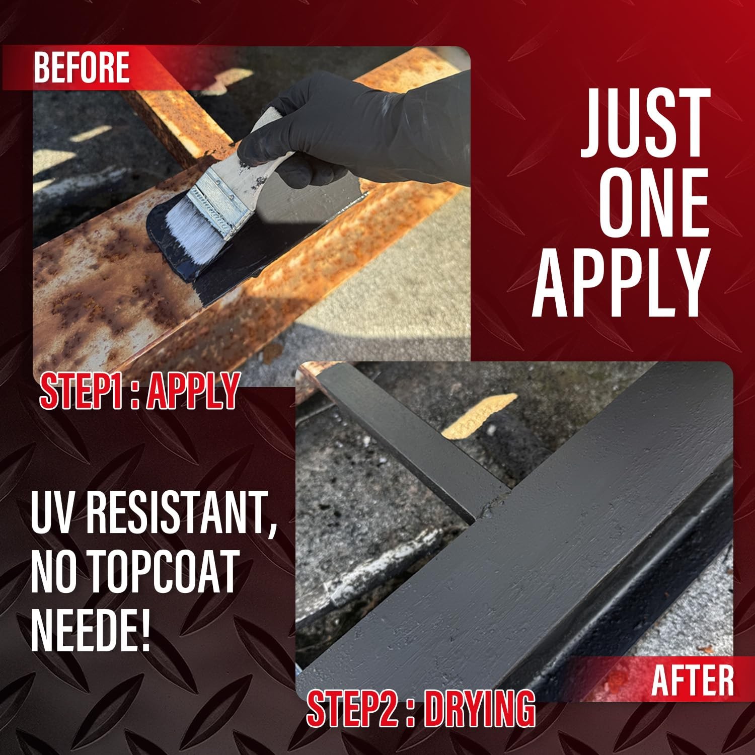 Rust Converter for Metal ,Stops & Prevents Corrosion 35 oz, No.01 Matte Black