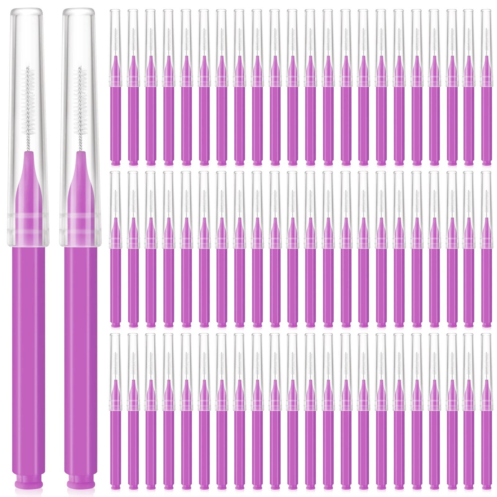 100 Pieces Micro Eyebrow Spoolie Brush with Cap Brow Lamination Tool Eyelash ...