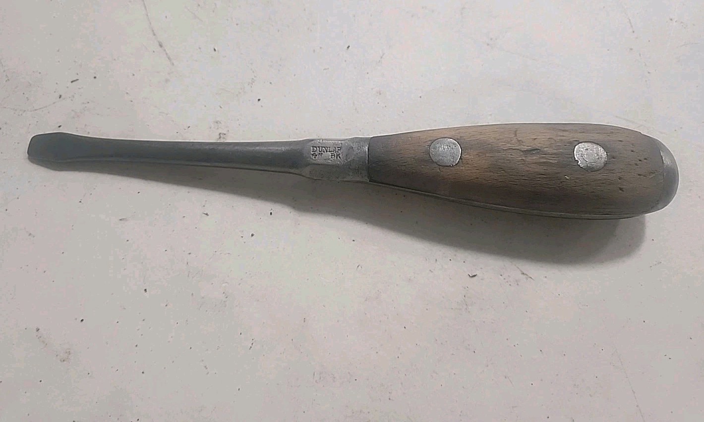 Vtg Dunlap 4"  Wood Handle Screwdriver  Marked "BK" GC