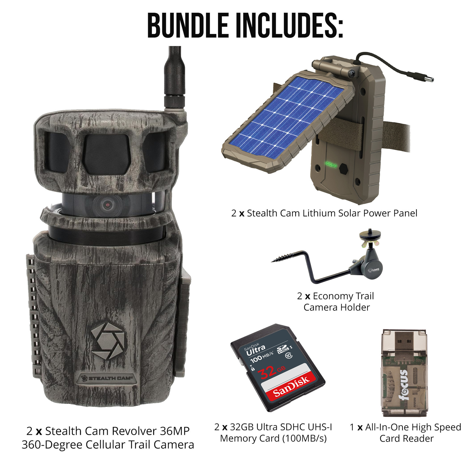 Stealth Cam Revolver 36MP 360 Degree Cellular Trail Camera 2 Pack Bundle