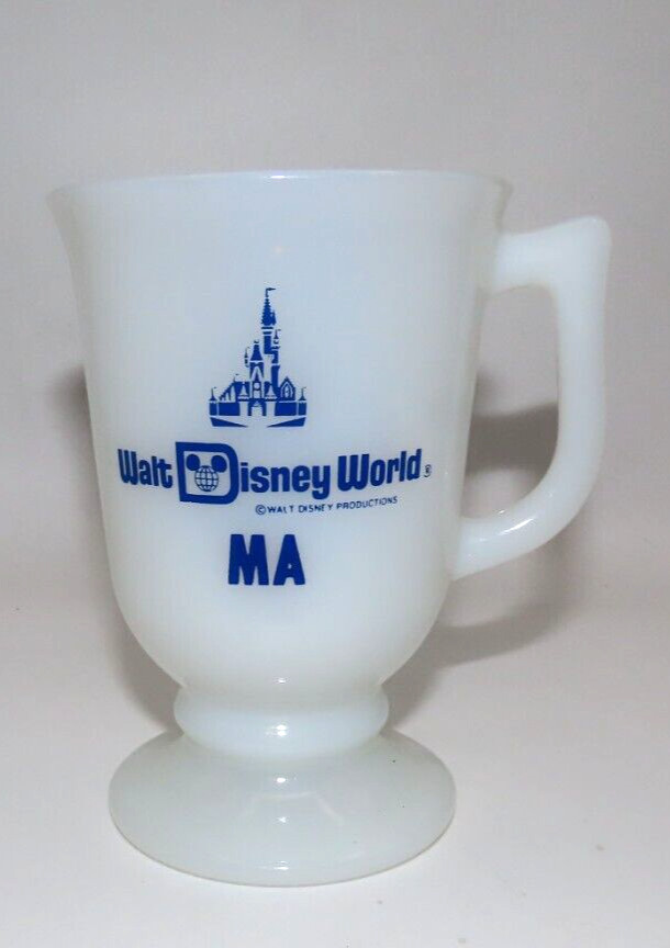 Vintage Walt Disney World Milk Glass-MASSACHUSETTS Souvenir Pedestal Mug