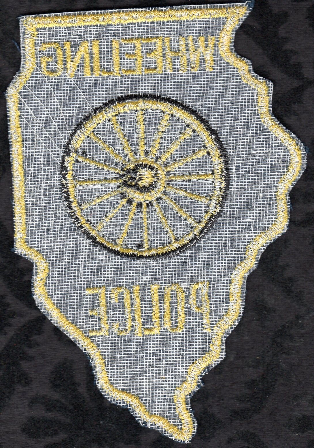 Wheeling Illinois Police Patch Obsolete Design State Shape Darker Background