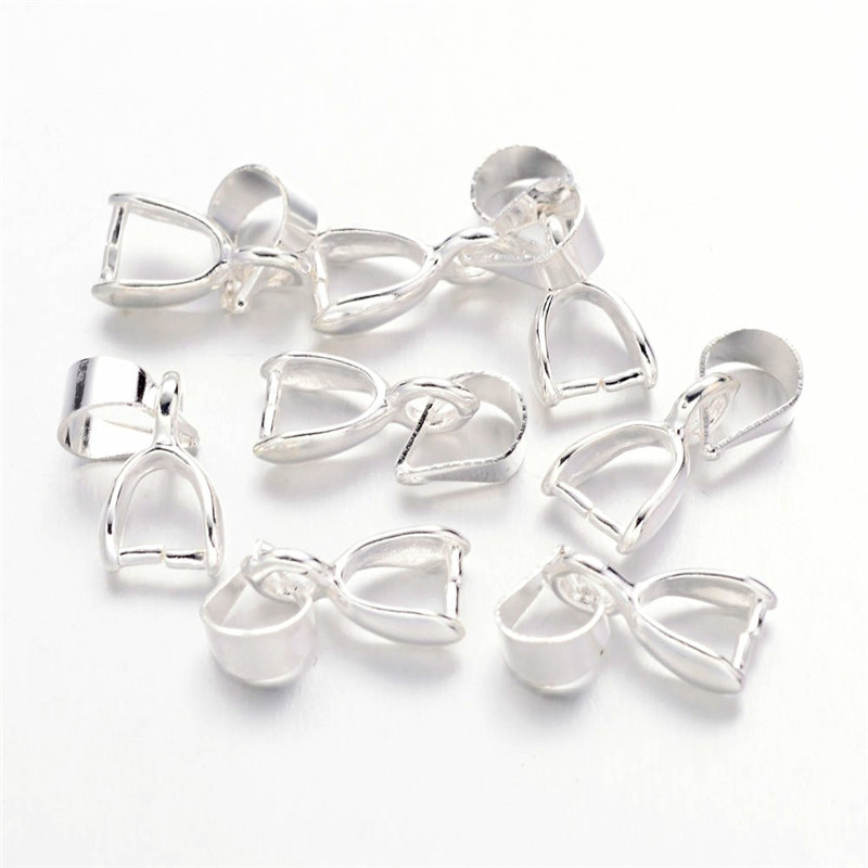 200 Pcs Nickel Free Brass Ice Pick Pinch Bails Silver Color Jewelry Finding 13mm