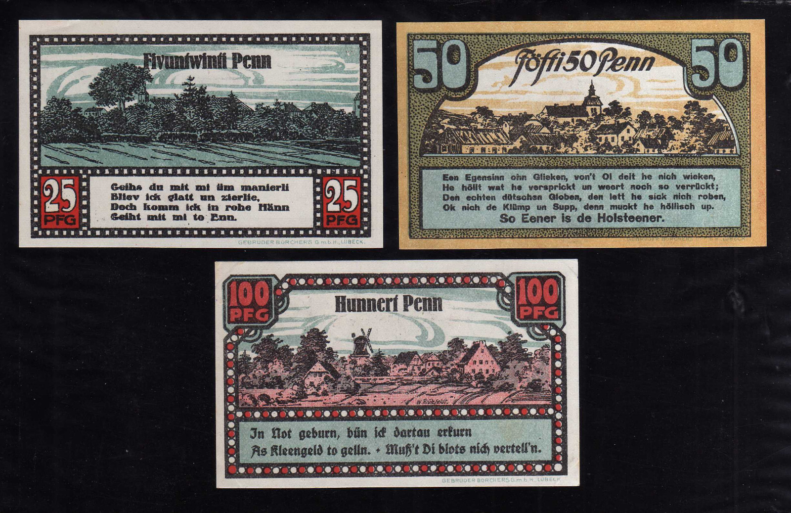 AHRENSBOK - GERMANY NOTGELD - 25, 50, 100 PFENNIG