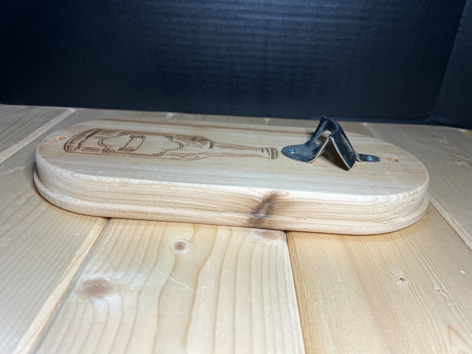 Cedar Wall Mounted Bottle Opener | Rustic Engraved Wood Bar Decor