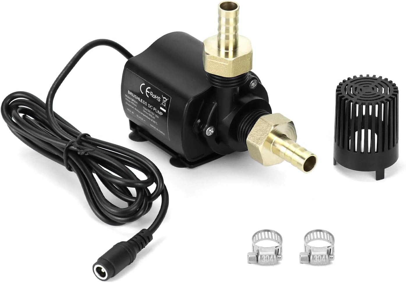 12V Submersible Water Pump 800L/H, 14.5ft Lift, 9–15 W, Brass Nozzles, 5.5x2.1mm